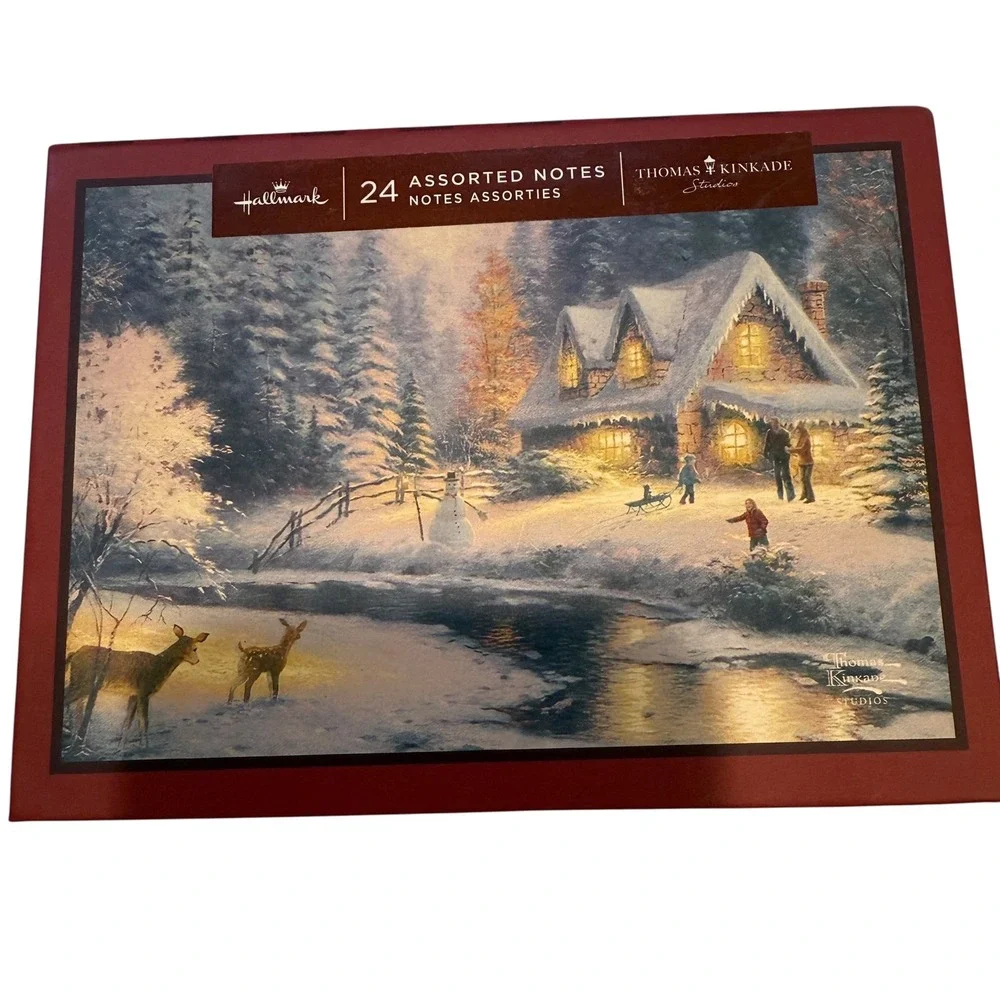 Hallmark Thomas‎ Kinkade Christmas Note Cards Assorted Holiday Winter Scenery